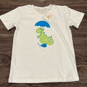 Stitchy Fish Boys Rainy Day Dinosaur‎ Appliqué Shirt Size 8 - New With Tags!